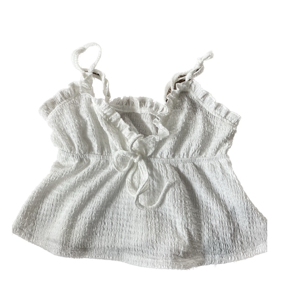 Cami Top|Knot Front|XS|White|Ruffle